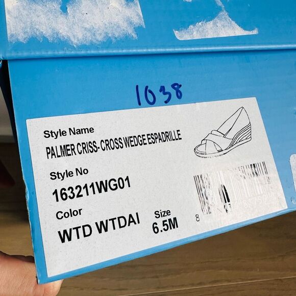Jack Rogers Palmer Criss Cross Espadrille Wedges – Size 6.5 – White Daisy – $148 - Picture 10 of 11